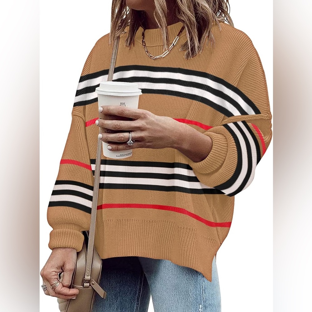 Tan striped sweater, size small, worn once
